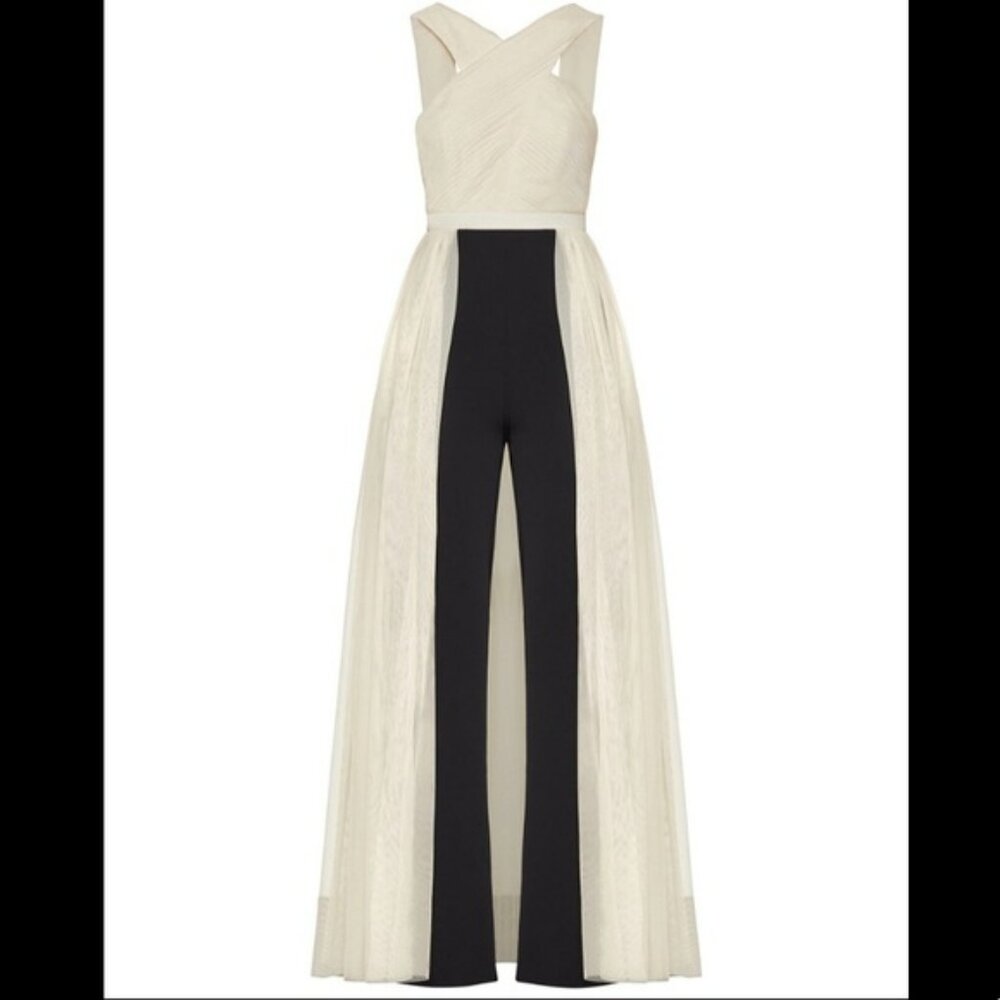 BCBGMAXAZRIA Overlay Walk-Through Jumpsuit. Sz S - Picture 2 of 9